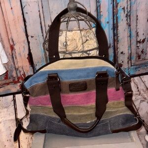 Mei Si Luo Di Colorful Striped Canvas Bag boho - western -perfect for travel